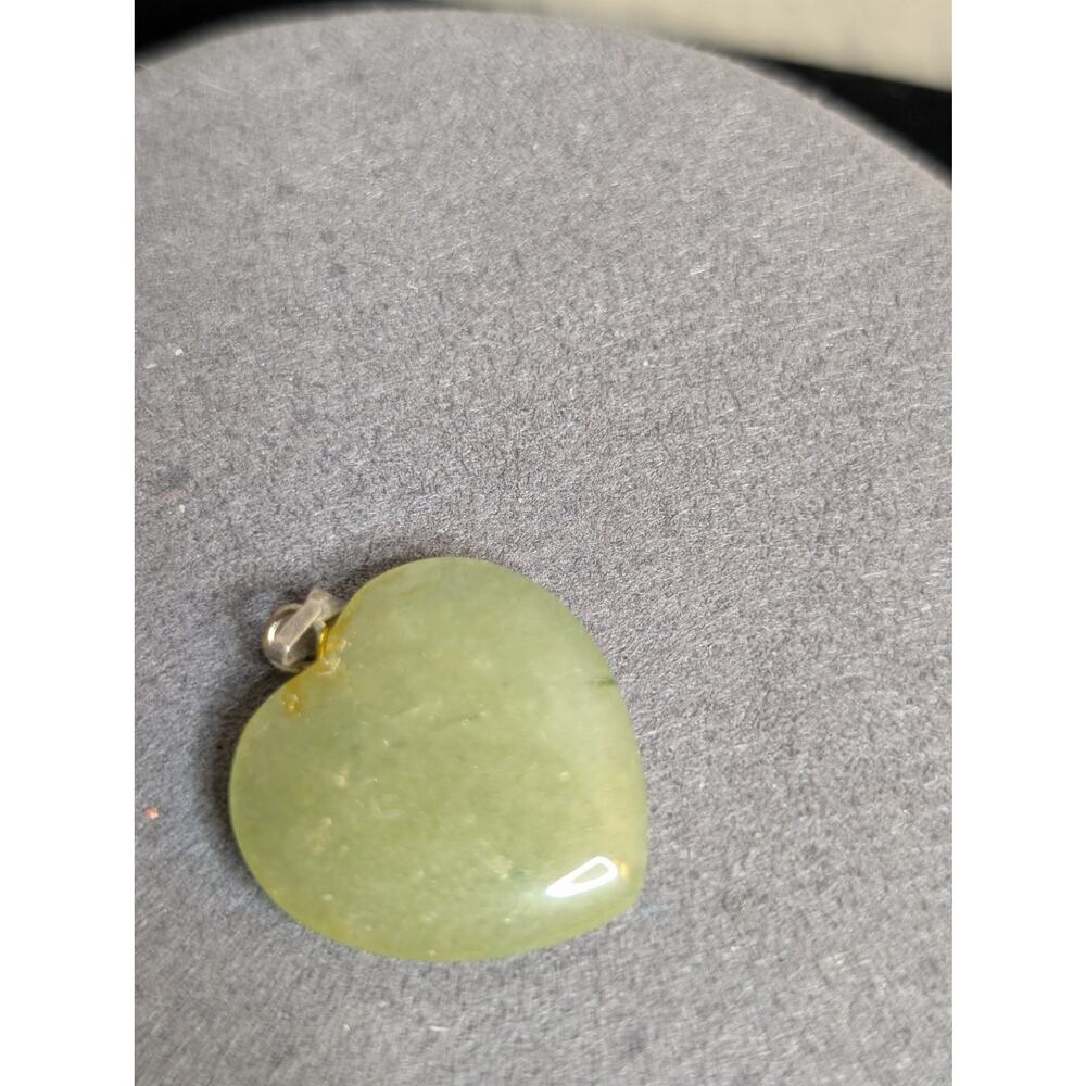 Vintage Chrysoprase Nephrite Stone Heart Pendant
